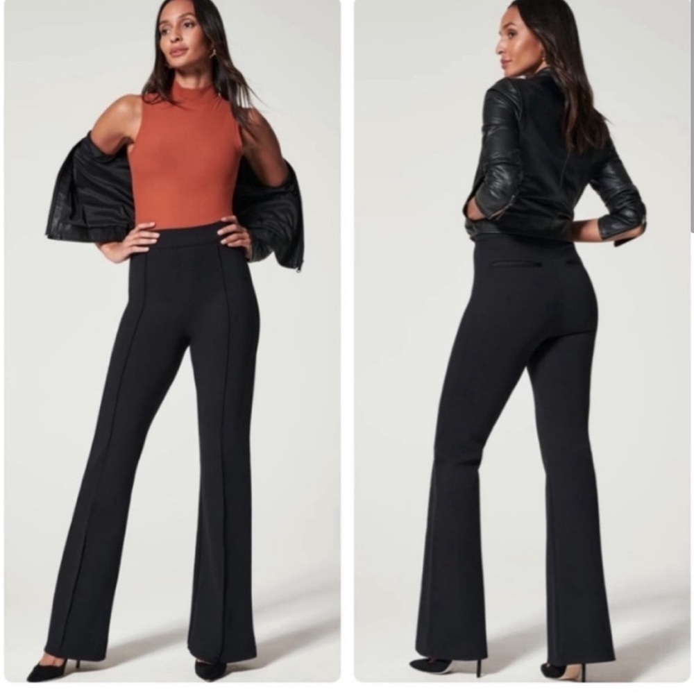SPANX The Perfect Pant High Rise Flare Black 20252‎ Sz 1X Petite Plus